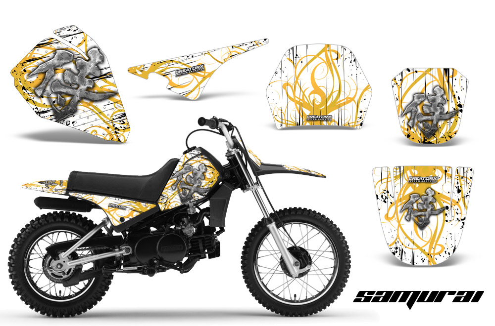 Yamaha PW80 Graphics Kit Samurai Yellow White